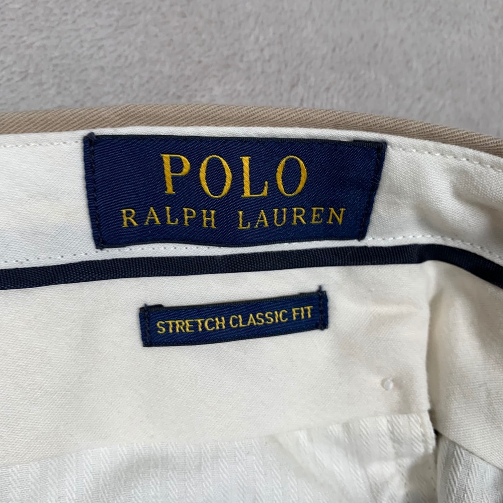 Polo Ralph Lauren Chino Pants Mens 42B-30 Tan Stretch Classic Fit Twill Trousers - Picture 7 of 9